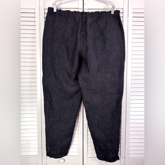 Eileen Fisher Organic Linen Button Cuffs Pants Charcoal/Navy Size Large - Picture 8 of 8